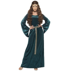 D√©guisement reine m√©di√©vale verte femme  