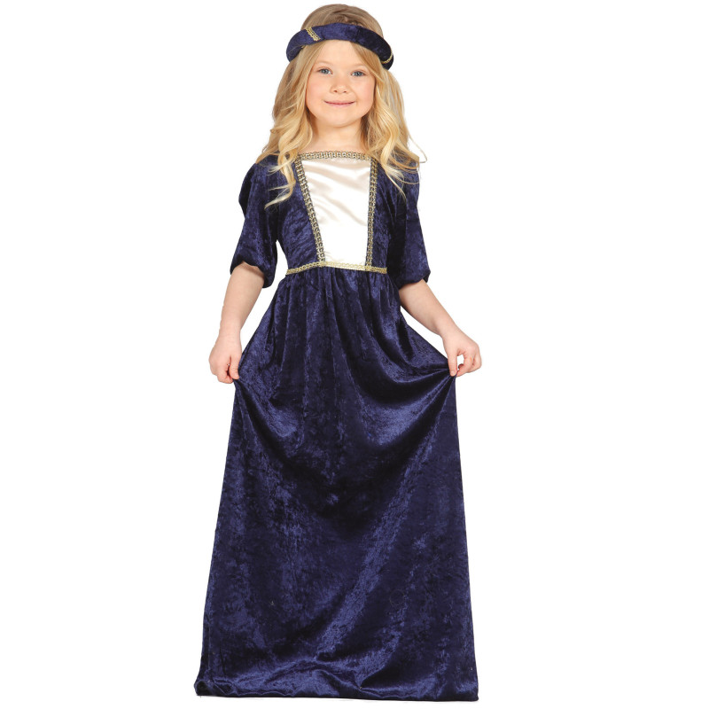 D√©guisement dame m√©di√©vale bleue fille  