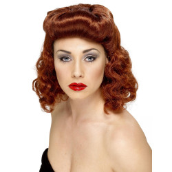 Perruque pin up marron femme  