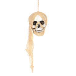 D√©coration lumineuse t√™te de mort pirate √† suspendre 53 cm  