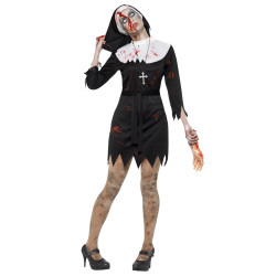 D√©guisement bonne soeur zombie noire femme  