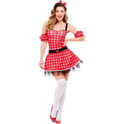 D√©guisement souris rouge √† pois femme  