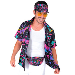 Chemise √† motifs ann√©es 90 noire adulte  