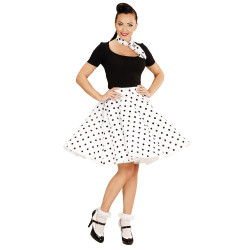 Jupe et foulard blancs √† pois ann√©es 50 femme  