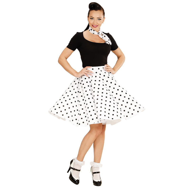 Jupe et foulard blancs √† pois ann√©es 50 femme  