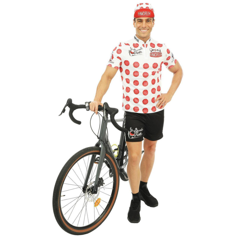D√©guisement cycliste blanc et rouge Sauciflex homme  