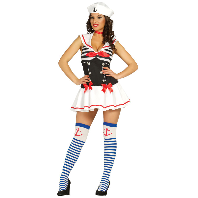 D√©guisement marin sexy noir et rouge femme  