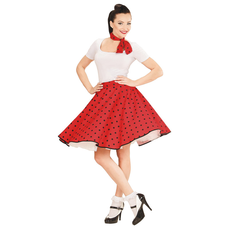 Jupe et foulard rouge √† pois ann√©es 50 femme  