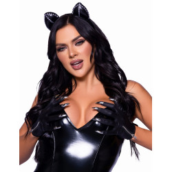 Gants courts noirs avec ongles adulte  