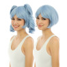 Perruque manga avec couettes d√©tachables luxe bleu pastel  
