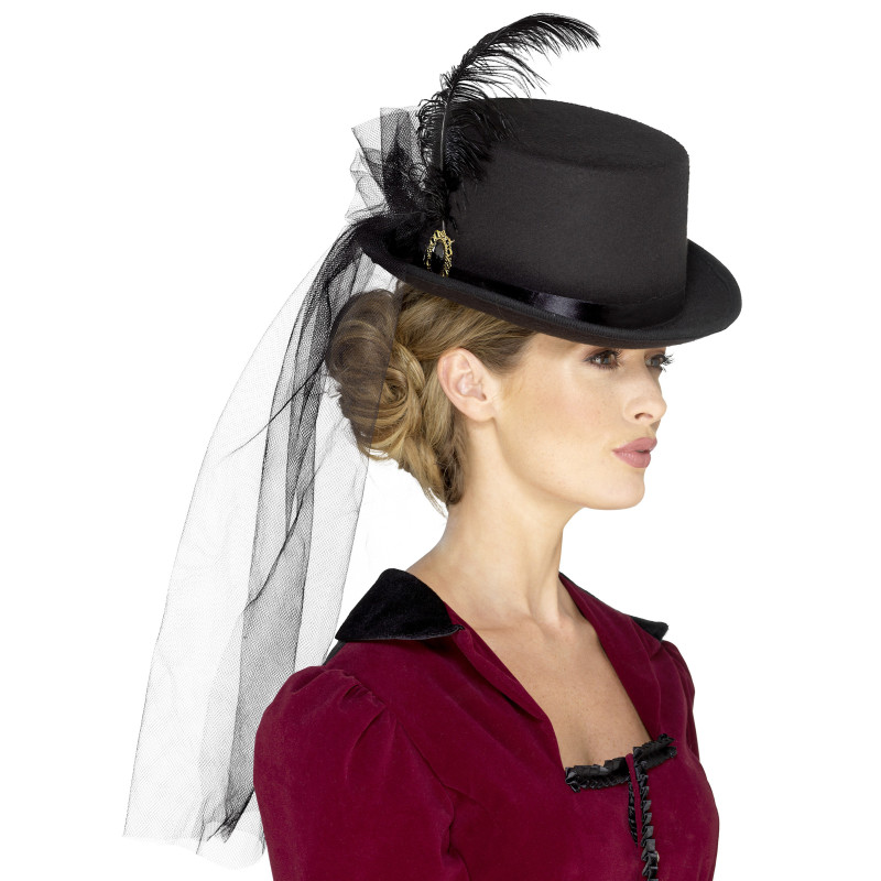 Chapeau haut de forme avec voile femme Steampunk  