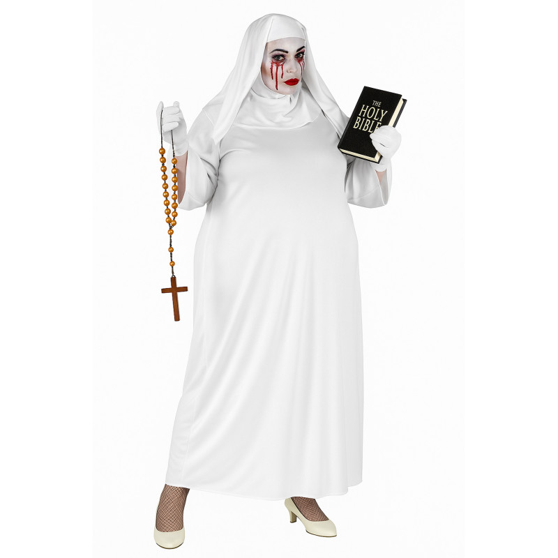 D√©guisement fant√¥me de nonne blanche grande taille femme  