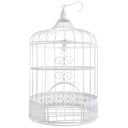 D√©coration cage √† oiseaux blanche 30 cm en m√©tal √† suspendre  