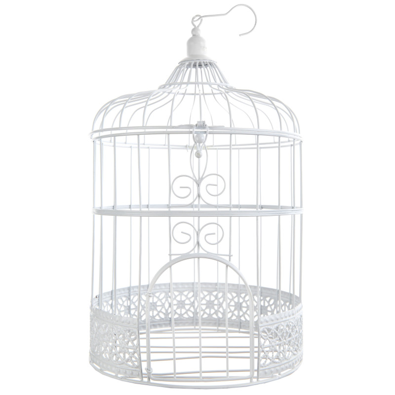 D√©coration cage √† oiseaux blanche 30 cm en m√©tal √† suspendre  