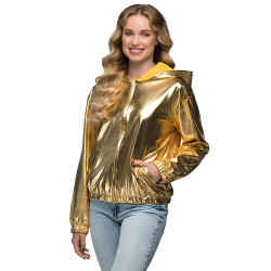Veste √† capuche dor√©e m√©tallique adulte  
