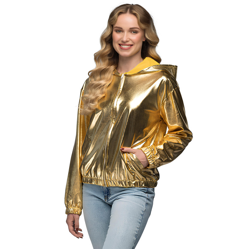 Veste √† capuche dor√©e m√©tallique adulte  