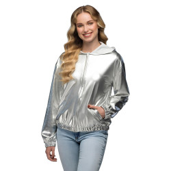 Veste √† capuche argent√©e m√©tallique adulte  