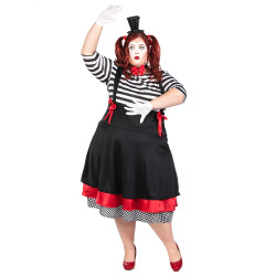 D√©guisement mime robe noir et rouge grande taille femme  