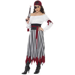 D√©guisement pirate ray√© noire et blanche femme  
