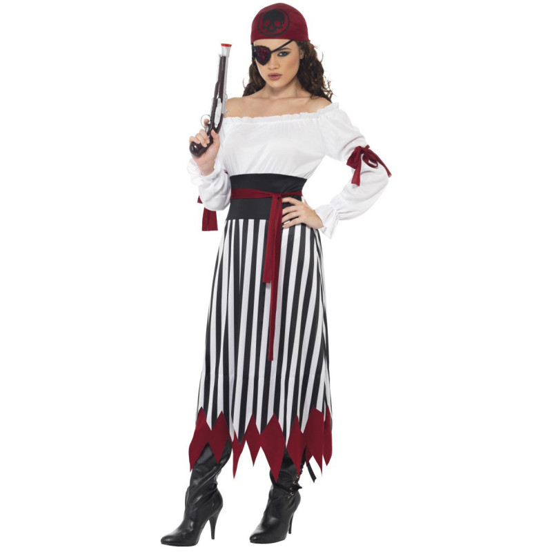 D√©guisement pirate ray√© noire et blanche femme  