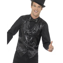 Gilet noir √† sequins adulte  