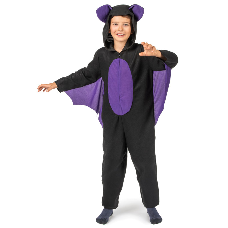 D√©guisement combinaison chauve-souris noir et violet gar√ßon  