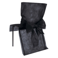 10 housses de chaise premium noires 50 x 95 cm avec n?ud  