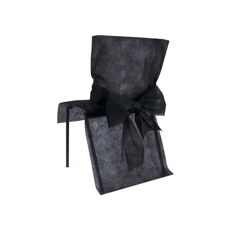10 housses de chaise premium noires 50 x 95 cm avec n?ud  
