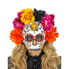 Demi masque cr√¢ne avec fleurs color√©es adulte  