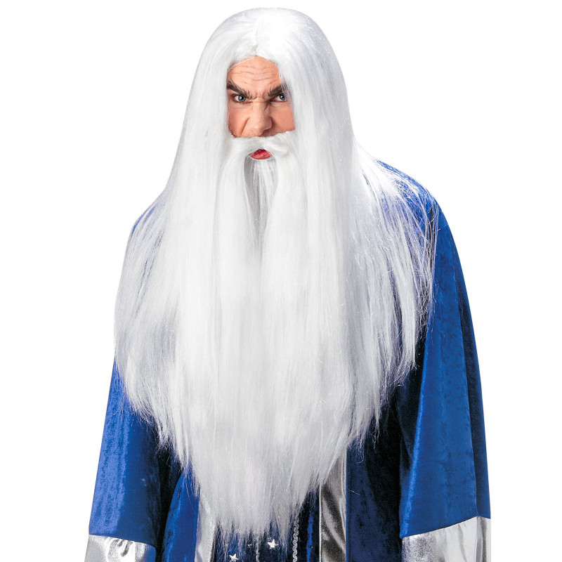 Perruque magicien avec barbe adulte  