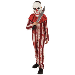 D√©guisement clown ray√© rouge et blanc adolescent  