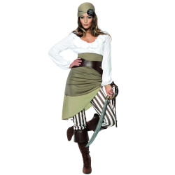 D√©guisement pirate vert et blanc femme  