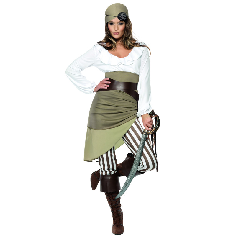 D√©guisement pirate vert et blanc femme  