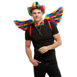Ailes √† plumes arc en ciel adulte  