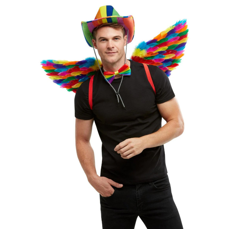 Ailes √† plumes arc en ciel adulte  