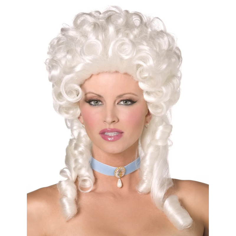 Perruque boucl√©e baroque blanche femme  