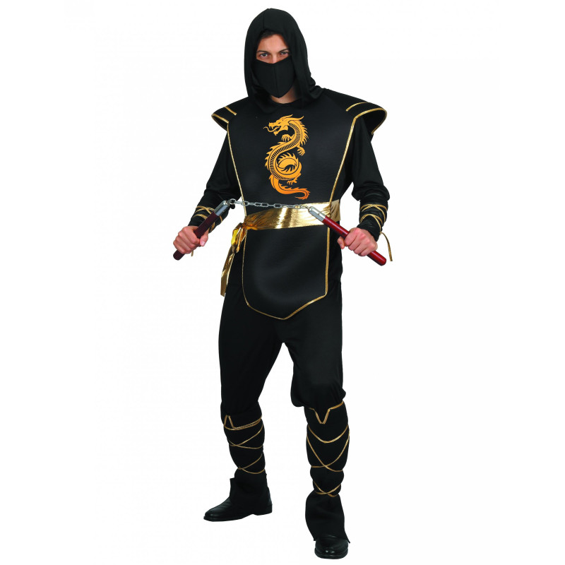 D√©guisement ninja noir et dor√© homme  