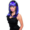 Perruque longue noire et violette femme  