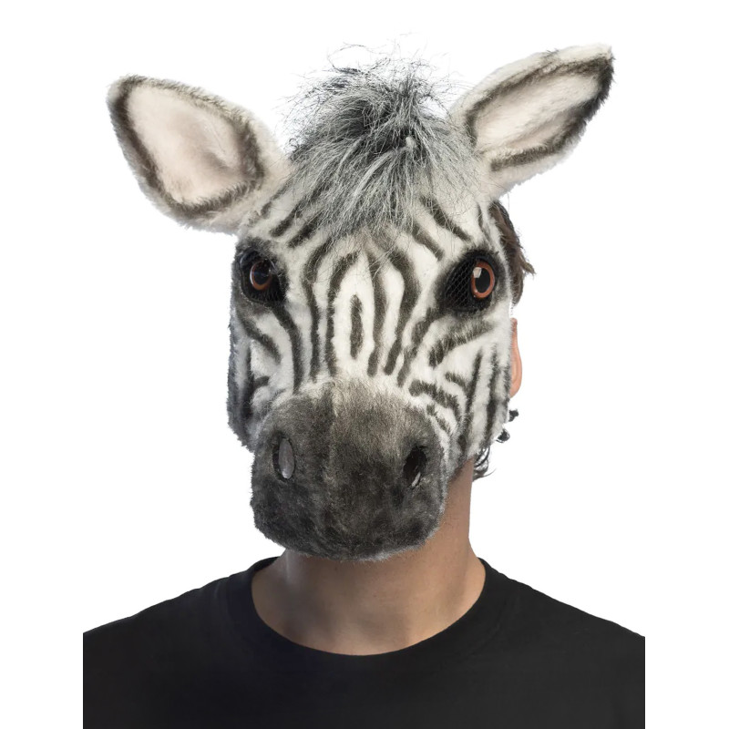 Demi-masque peluche z√®bre adulte  