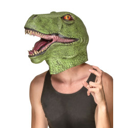 Masque latex dinosaure vert adulte  