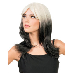 Perruque tie and dye noir et blanc adulte  