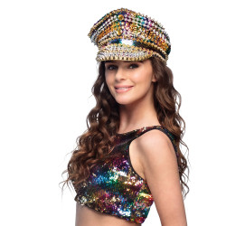 Casquette arc en ciel avec clous adulte  