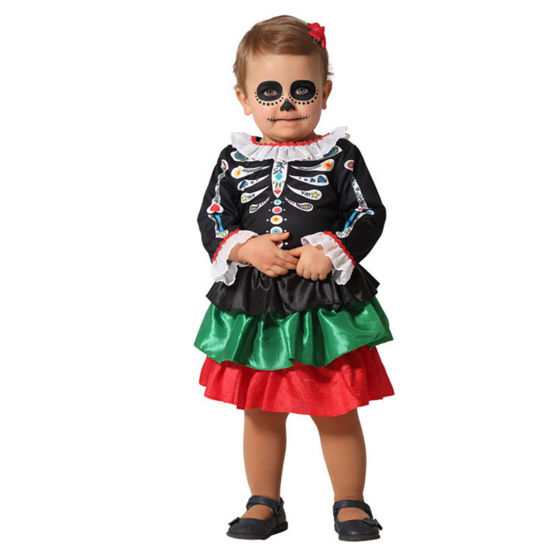 D√©guisement squelette Dia de los muertos b√©b√© fille  