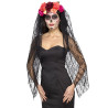Voile avec fleurs color√©es luxe femme Dia de los muertos  