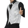 Gilet argent √† sequins adulte  
