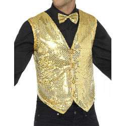 Gilet or √† sequins adulte  