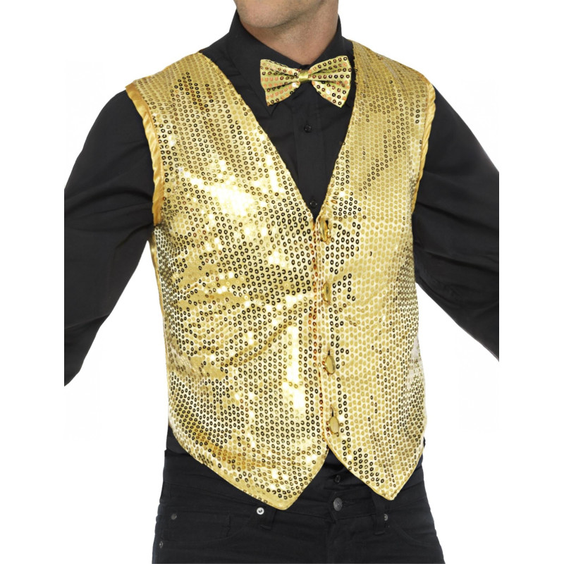 Gilet or √† sequins adulte  