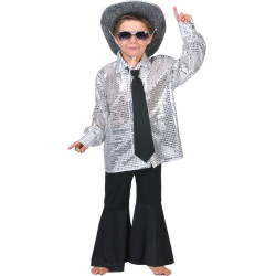 Chemise disco argent√©e gar√ßon  
