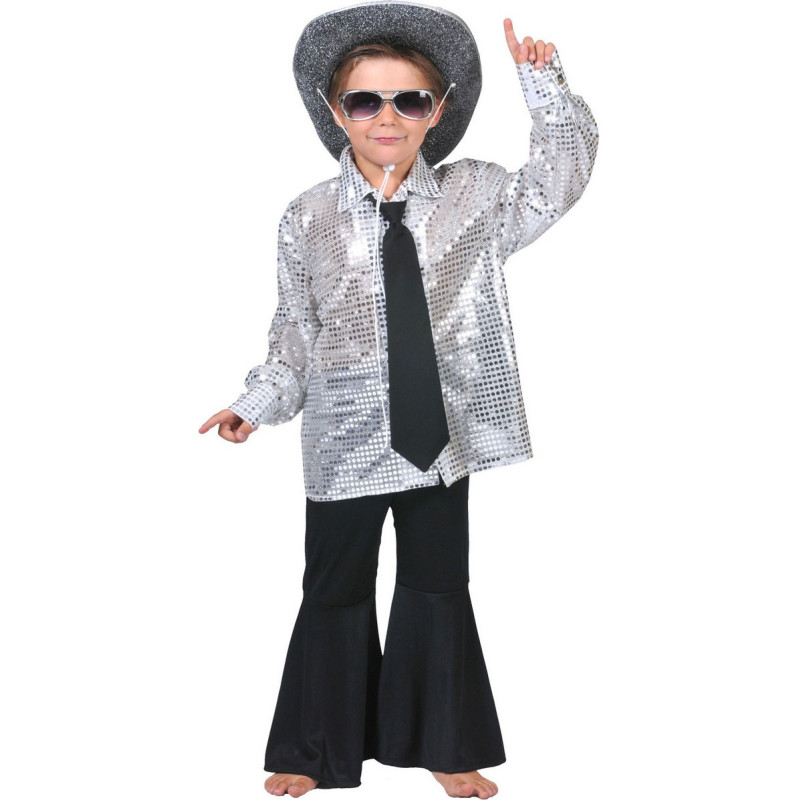 Chemise disco argent√©e gar√ßon  