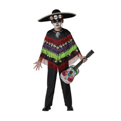 D√©guisement poncho squelette Dia de los muertos enfant  